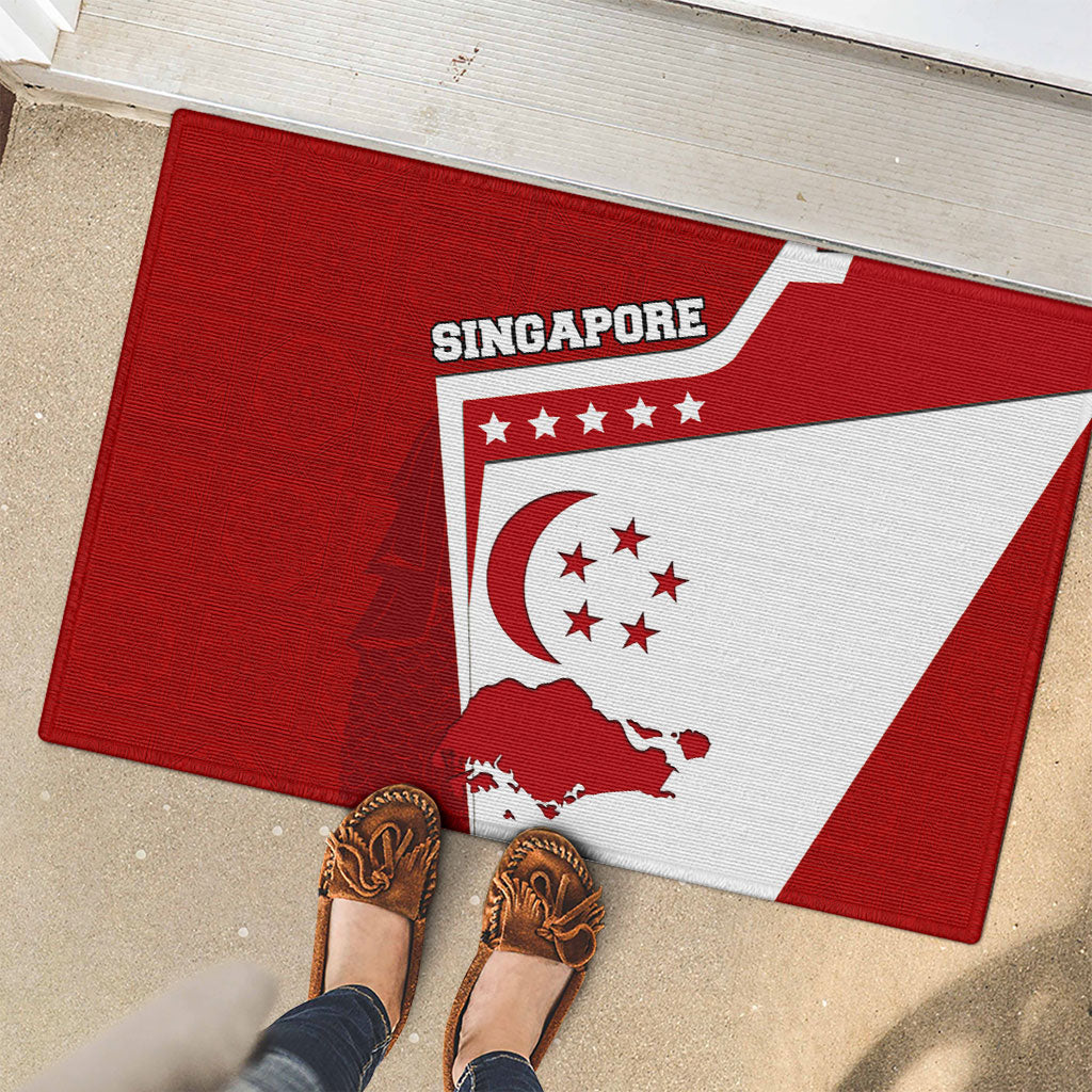Singapore Merlion Rubber Doormat National Flag Day Patriotic Crescent Moon And Stars