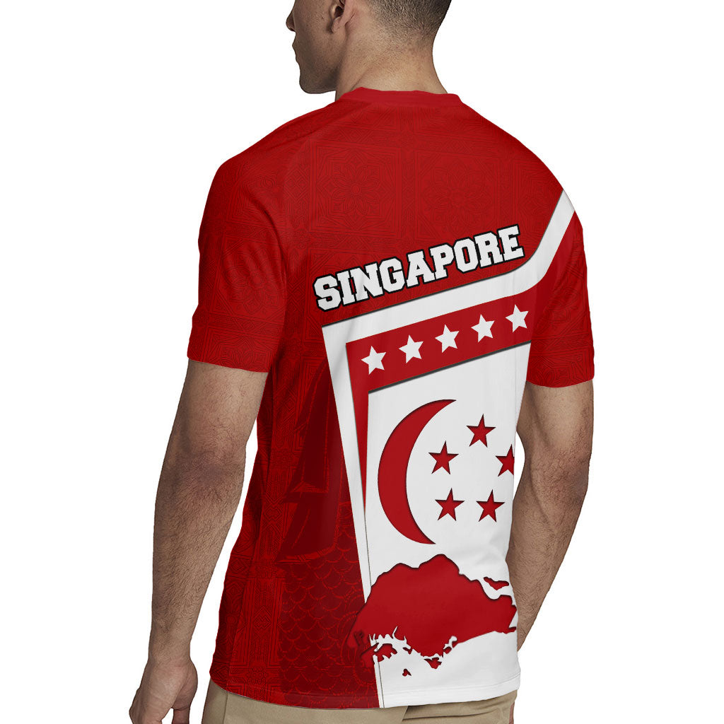 Singapore Merlion Rugby Jersey National Flag Day Patriotic Crescent Moon And Stars