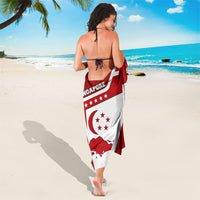 Singapore Merlion Sarong National Flag Day Patriotic Crescent Moon And Stars