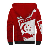 Singapore Merlion Sherpa Hoodie National Flag Day Patriotic Crescent Moon And Stars