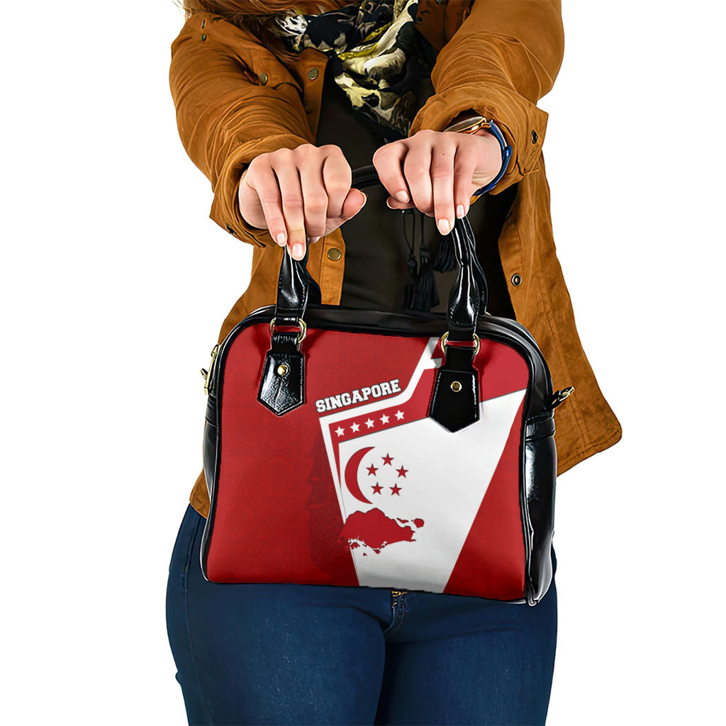 Singapore Merlion Shoulder Handbag National Flag Day Patriotic Crescent Moon And Stars