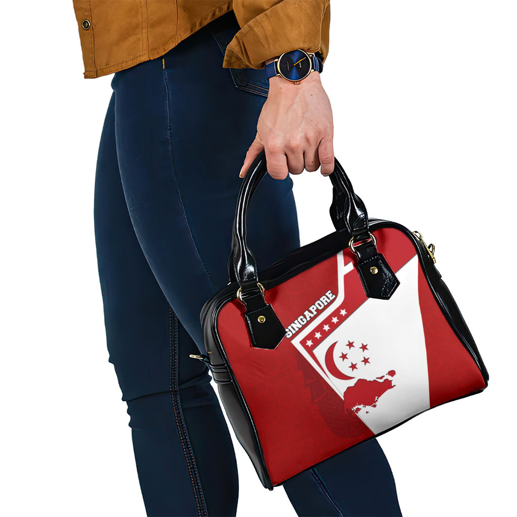 Singapore Merlion Shoulder Handbag National Flag Day Patriotic Crescent Moon And Stars