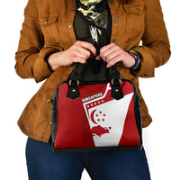 Singapore Merlion Shoulder Handbag National Flag Day Patriotic Crescent Moon And Stars
