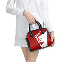 Singapore Merlion Shoulder Handbag National Flag Day Patriotic Crescent Moon And Stars