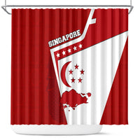 Singapore Merlion Shower Curtain National Flag Day Patriotic Crescent Moon And Stars
