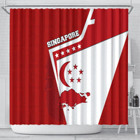 Singapore Merlion Shower Curtain National Flag Day Patriotic Crescent Moon And Stars