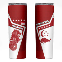Singapore Merlion Skinny Tumbler National Flag Day Patriotic Crescent Moon And Stars