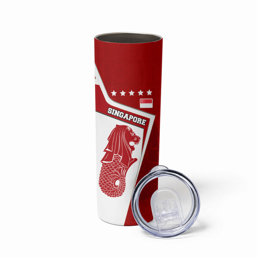 Singapore Merlion Skinny Tumbler National Flag Day Patriotic Crescent Moon And Stars