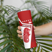 Singapore Merlion Skinny Tumbler National Flag Day Patriotic Crescent Moon And Stars