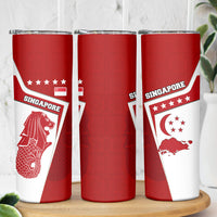 Singapore Merlion Skinny Tumbler National Flag Day Patriotic Crescent Moon And Stars