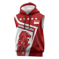 Singapore Merlion Sleeveless Hoodie National Flag Day Patriotic Crescent Moon And Stars