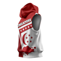 Singapore Merlion Sleeveless Hoodie National Flag Day Patriotic Crescent Moon And Stars