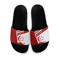 Singapore Merlion Slide Sandals National Flag Day Patriotic Crescent Moon And Stars
