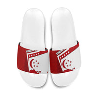 Singapore Merlion Slide Sandals National Flag Day Patriotic Crescent Moon And Stars