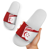 Singapore Merlion Slide Sandals National Flag Day Patriotic Crescent Moon And Stars