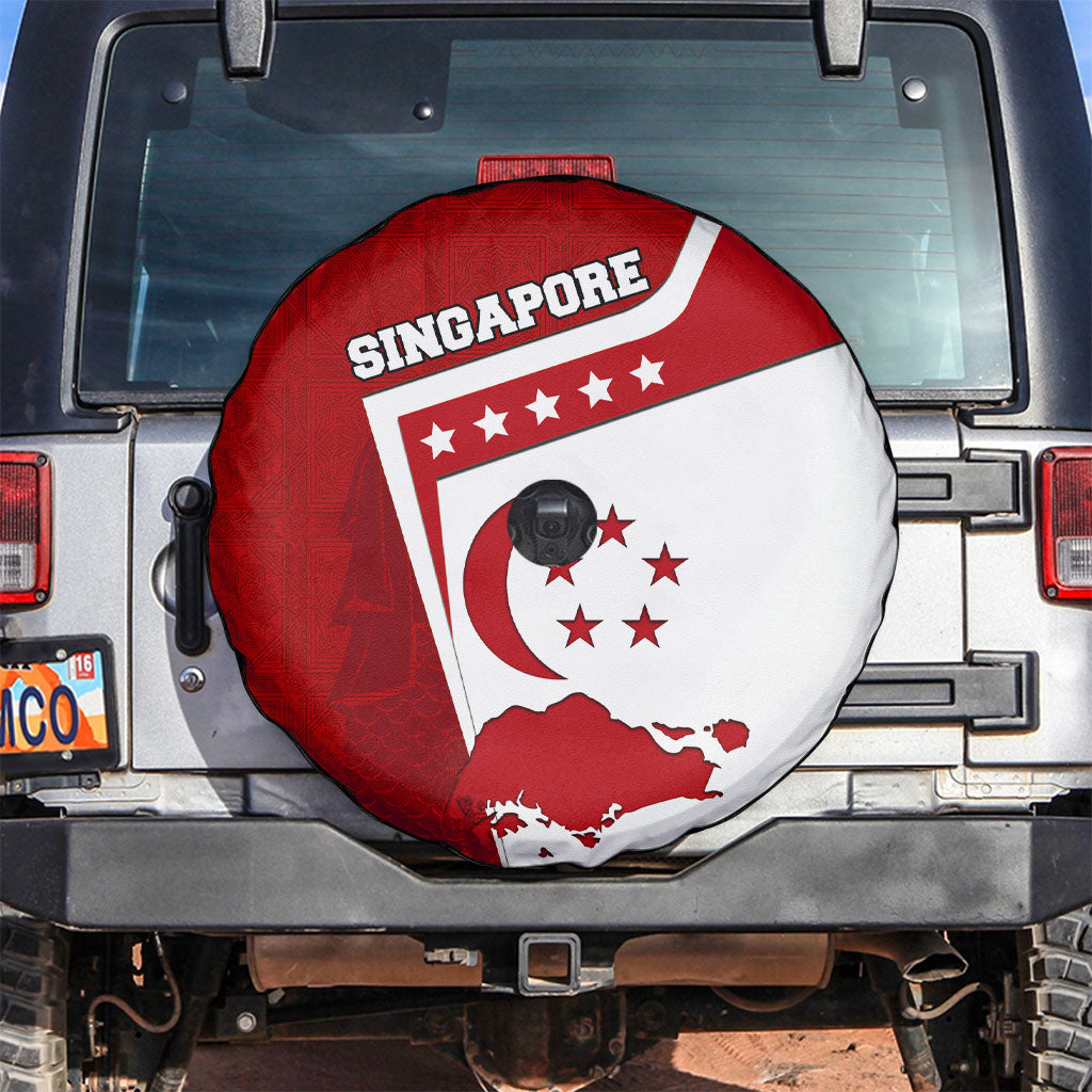 Singapore Merlion Spare Tire Cover National Flag Day Patriotic Crescent Moon And Stars