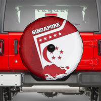 Singapore Merlion Spare Tire Cover National Flag Day Patriotic Crescent Moon And Stars