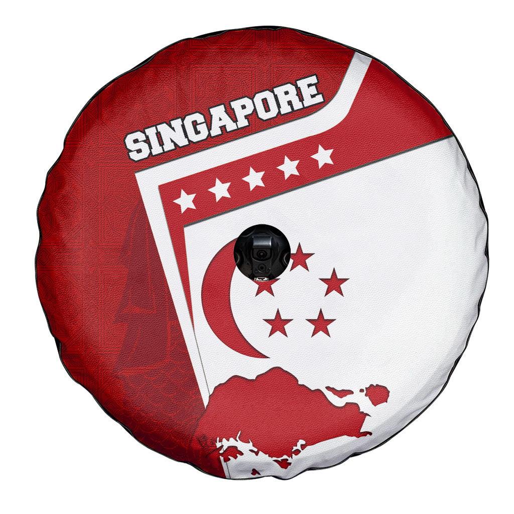 Singapore Merlion Spare Tire Cover National Flag Day Patriotic Crescent Moon And Stars