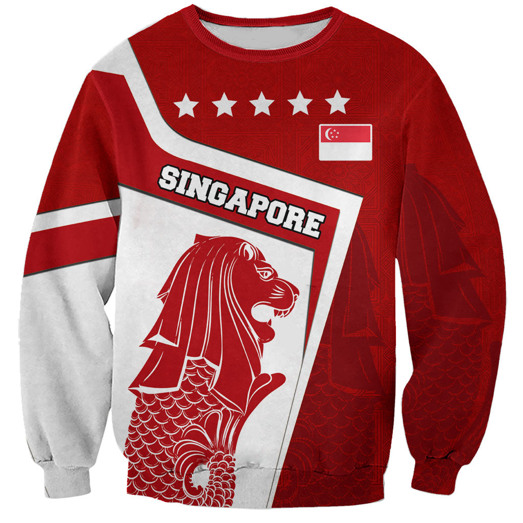 Singapore Merlion Sweatshirt National Flag Day Patriotic Crescent Moon And Stars