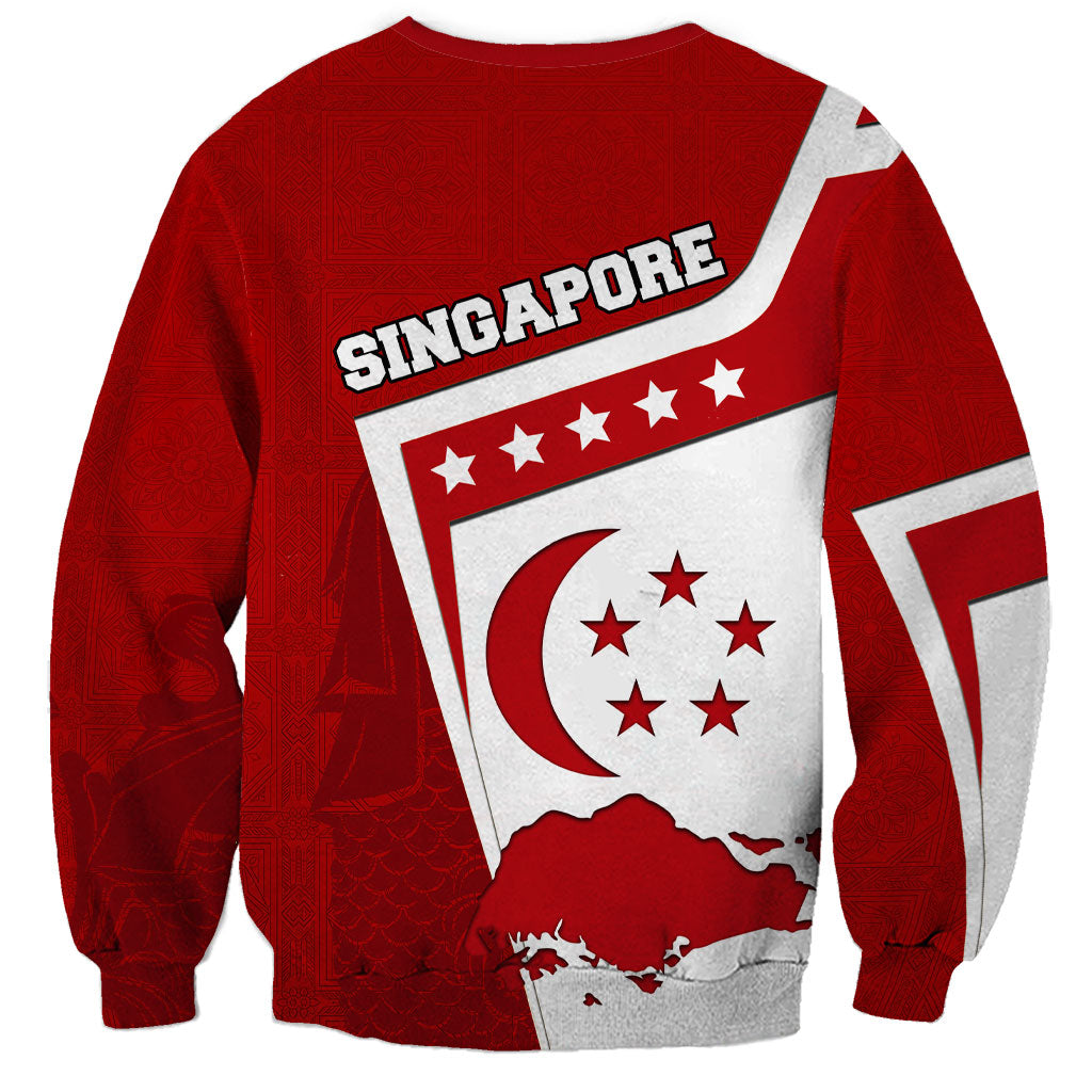 Singapore Merlion Sweatshirt National Flag Day Patriotic Crescent Moon And Stars