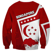 Singapore Merlion Sweatshirt National Flag Day Patriotic Crescent Moon And Stars