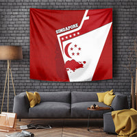 Singapore Merlion Tapestry National Flag Day Patriotic Crescent Moon And Stars