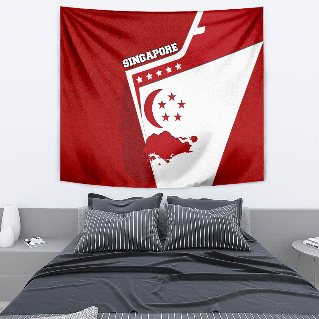 Singapore Merlion Tapestry National Flag Day Patriotic Crescent Moon And Stars