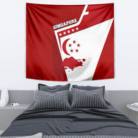 Singapore Merlion Tapestry National Flag Day Patriotic Crescent Moon And Stars