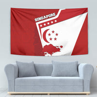 Singapore Merlion Tapestry National Flag Day Patriotic Crescent Moon And Stars