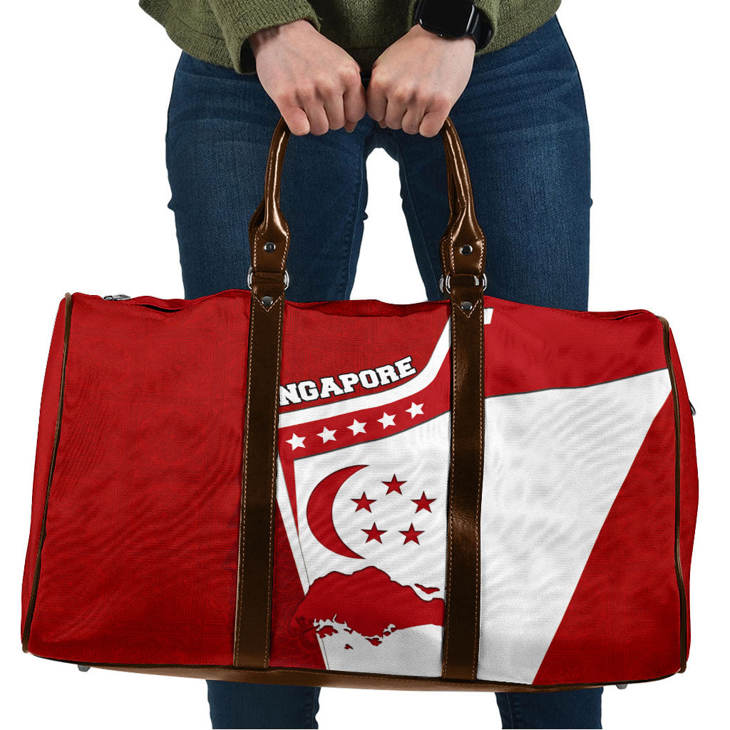 Singapore Merlion Travel Bag National Flag Day Patriotic Crescent Moon And Stars