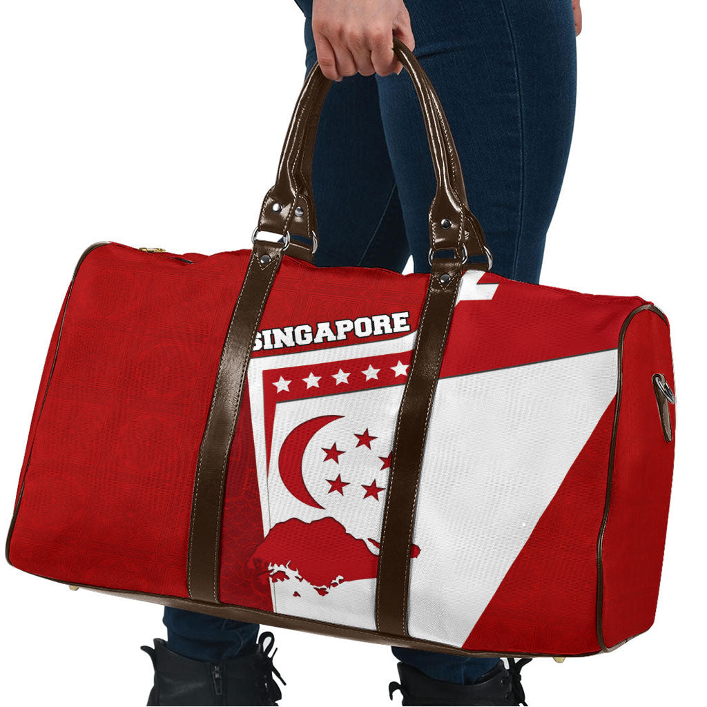 Singapore Merlion Travel Bag National Flag Day Patriotic Crescent Moon And Stars