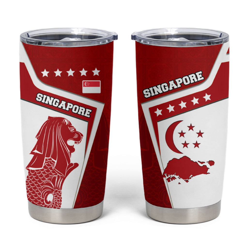 Singapore Merlion Tumbler Cup National Flag Day Patriotic Crescent Moon And Stars