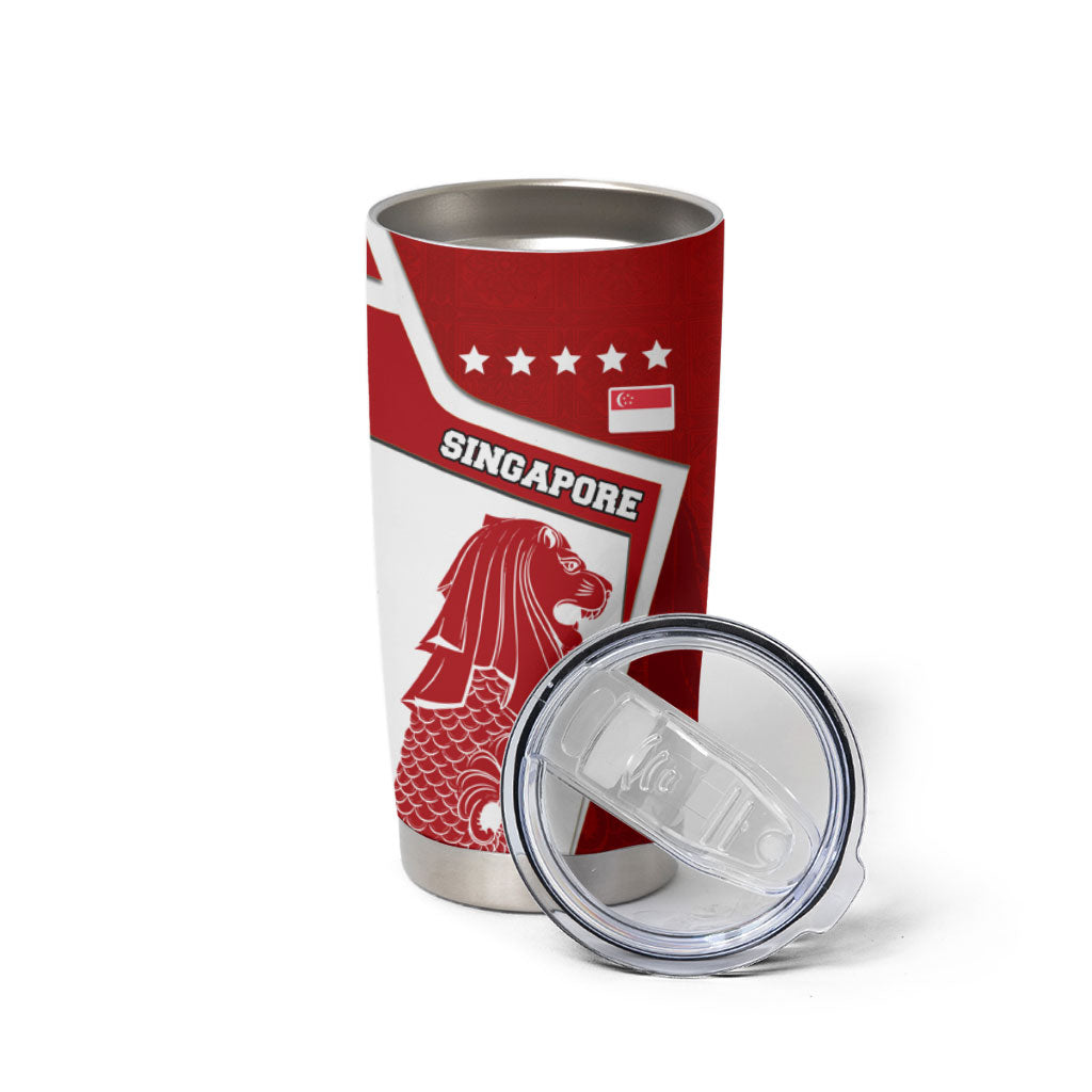 Singapore Merlion Tumbler Cup National Flag Day Patriotic Crescent Moon And Stars