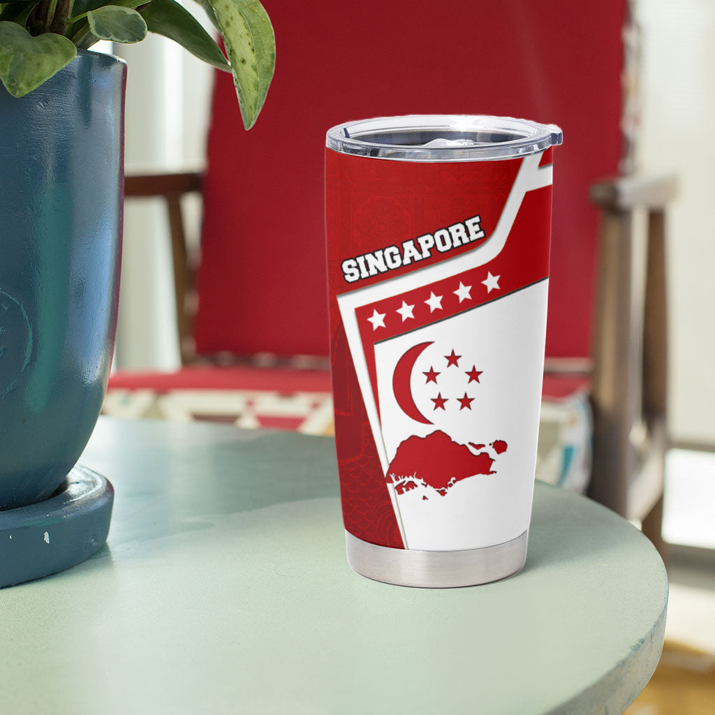 Singapore Merlion Tumbler Cup National Flag Day Patriotic Crescent Moon And Stars