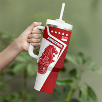 Singapore Merlion Tumbler With Handle National Flag Day Patriotic Crescent Moon And Stars