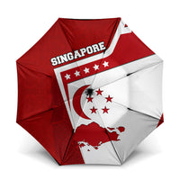 Singapore Merlion Umbrella National Flag Day Patriotic Crescent Moon And Stars