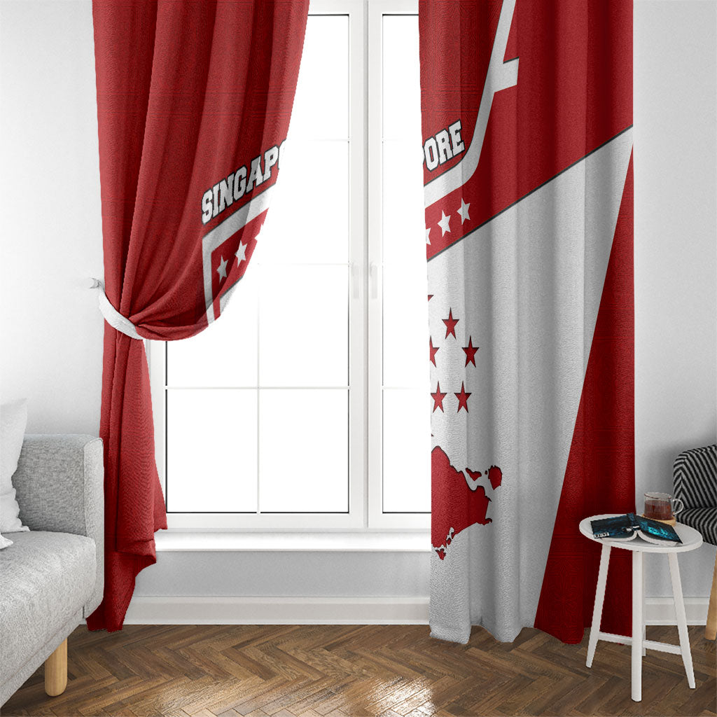 Singapore Merlion Window Curtain National Flag Day Patriotic Crescent Moon And Stars