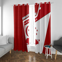 Singapore Merlion Window Curtain National Flag Day Patriotic Crescent Moon And Stars