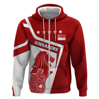Singapore Merlion Zip Hoodie National Flag Day Patriotic Crescent Moon And Stars