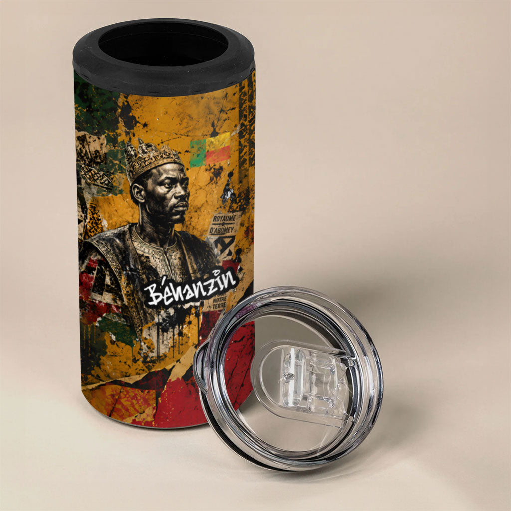 Benin Independence Day King Behanzin 4 in 1 Can Cooler Tumbler Dahomey Amazons National Motto