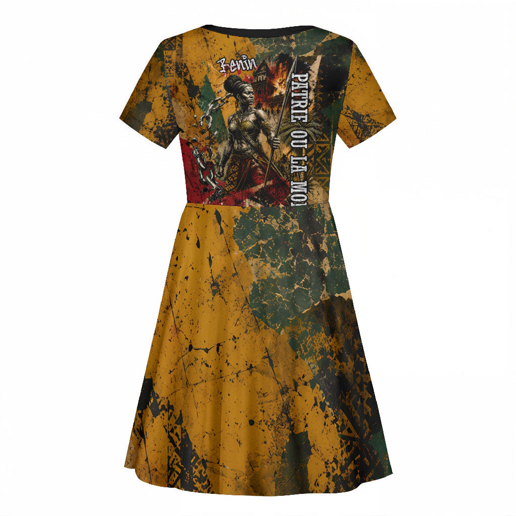 Benin Independence Day King Behanzin Kid Short Sleeve Dress Dahomey Amazons National Motto
