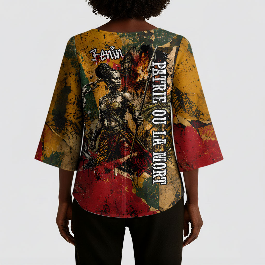 Benin Independence Day King Behanzin Kimono Sleeve Blouse Dahomey Amazons National Motto