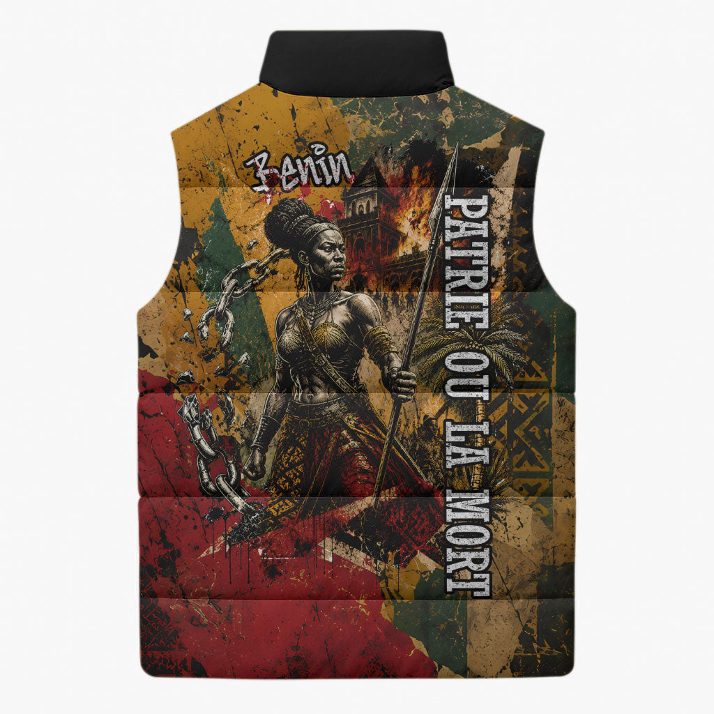 Benin Independence Day King Behanzin Sleeveless Puffer Jacket Dahomey Amazons National Motto