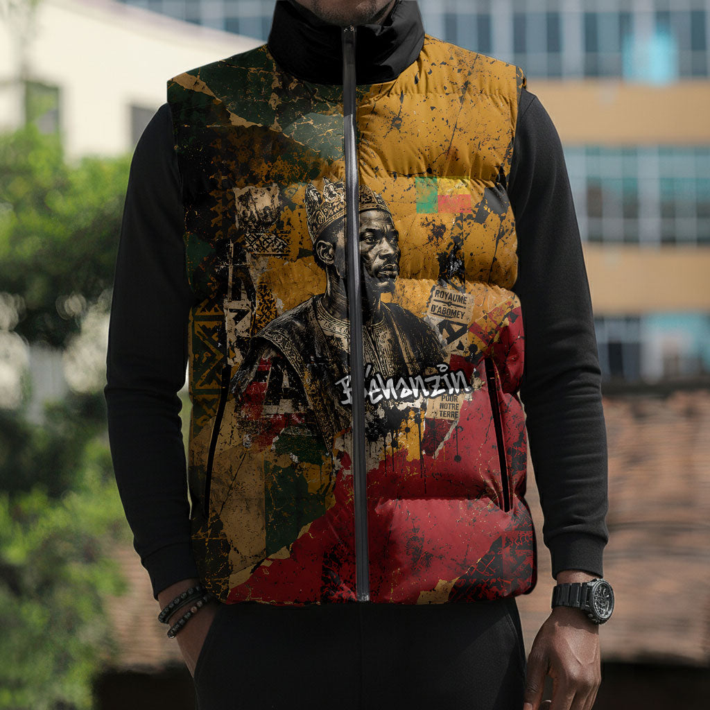 Benin Independence Day King Behanzin Sleeveless Puffer Jacket Dahomey Amazons National Motto