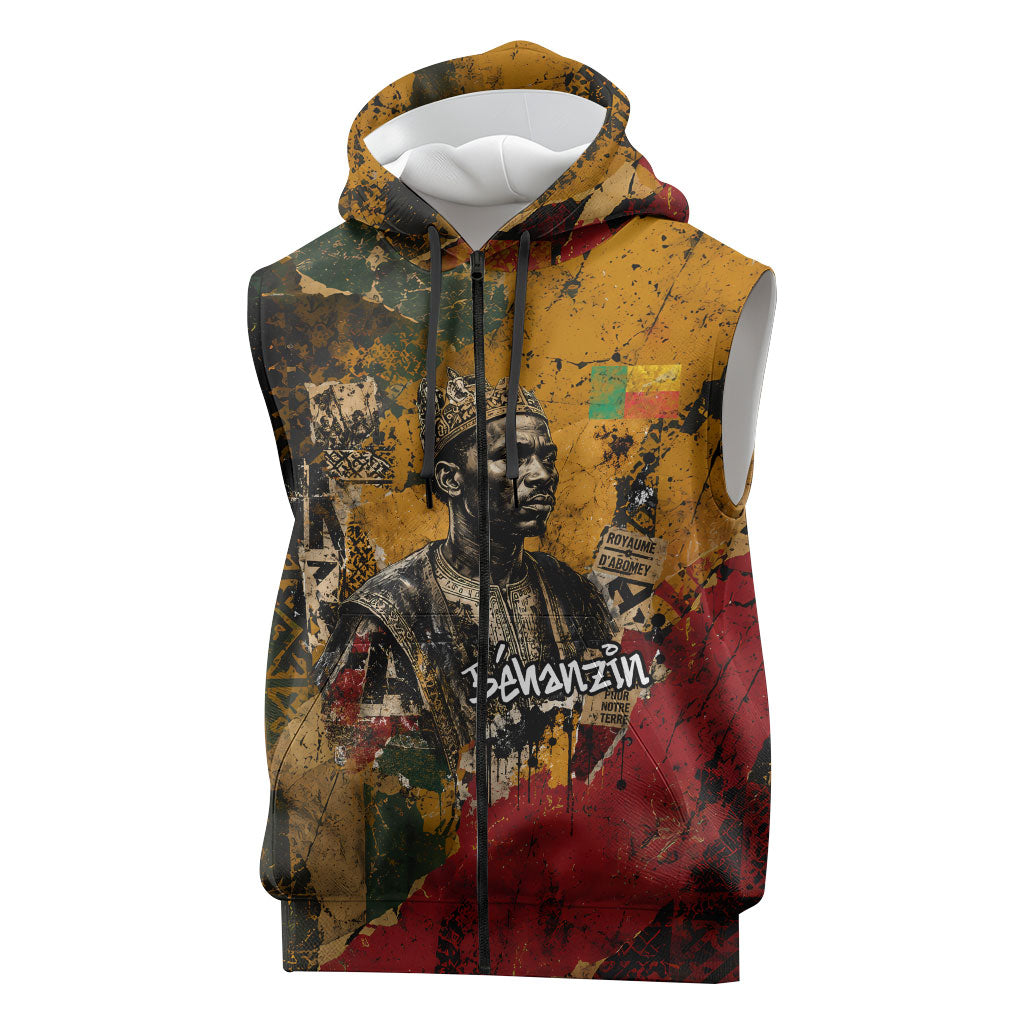 Benin Independence Day King Behanzin Sleeveless Zip Hoodie Dahomey Amazons National Motto