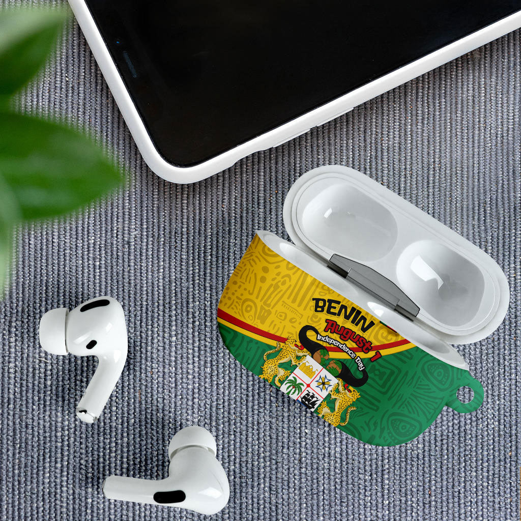 Benin Independence Day August 1 AirPods Case Coat Of Arms Heritage Raised Fist Flag