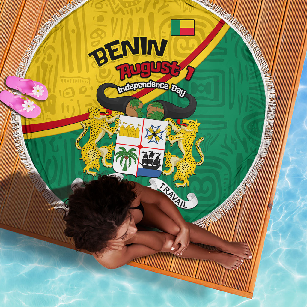 Benin Independence Day August 1 Beach Blanket Coat Of Arms Heritage Raised Fist Flag
