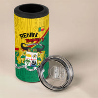 Benin Independence Day August 1 4 in 1 Can Cooler Tumbler Coat Of Arms Heritage Raised Fist Flag