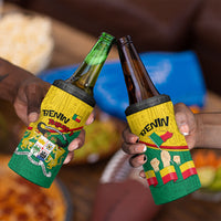 Benin Independence Day August 1 4 in 1 Can Cooler Tumbler Coat Of Arms Heritage Raised Fist Flag