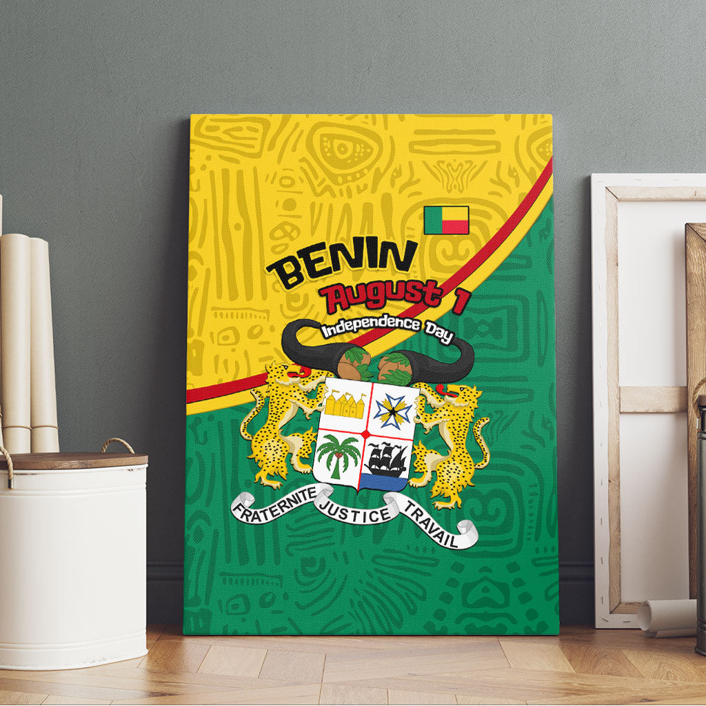 Benin Independence Day August 1 Canvas Wall Art Coat Of Arms Heritage Raised Fist Flag
